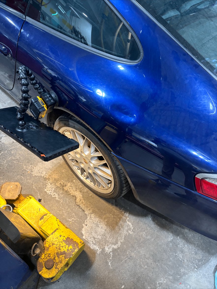 Left quarter panel — Porsche before repair